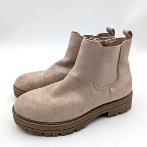 Nordstrom Raissa Girls Ankle Boots Shimmer Glitter Side Zip Tan Size US3M EU18